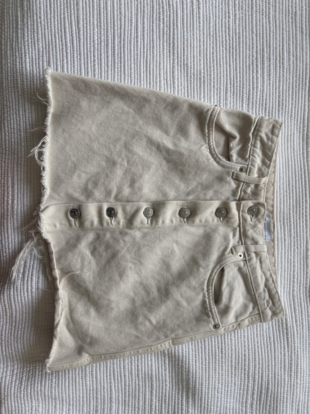 Zara Cream High-Low Button-Front Skirt